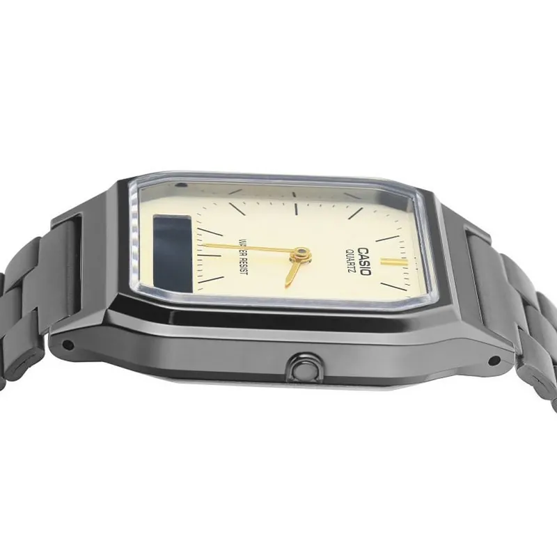 Casio Vintage Gray ion plated band Quartz Men's Watch- AQ-230GG-9A